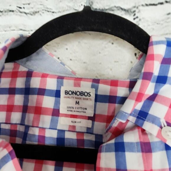 Bonobos Mens Plaid Long Sleeve Slim Fit Button Down Shirt Medium Cotton - Picture 5 of 9